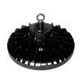 UFO LED High Bay 200W black industrial light fixture with heat sink and hanging ring designed for high ceilings