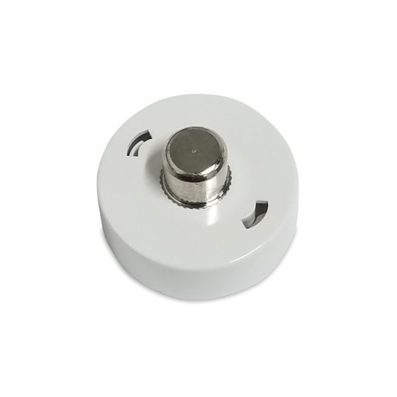 Set of FA8 End Caps in white with metal center for secure and durable lighting fixture installation.
