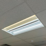 8ft LED Tube 42W 6,930 lm R17D HO installed in ceiling fixture showing bright white light output