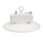 Washdown LED High Bay – NSF – 150W with white housing and stainless-steel loop for easy hanging and sanitation